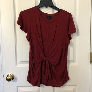 Red Short Sleeve Knot Top